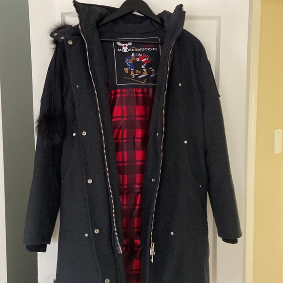 Special Edition Plaid Moose Knuckles Down Coat. - Picture 5 of 12